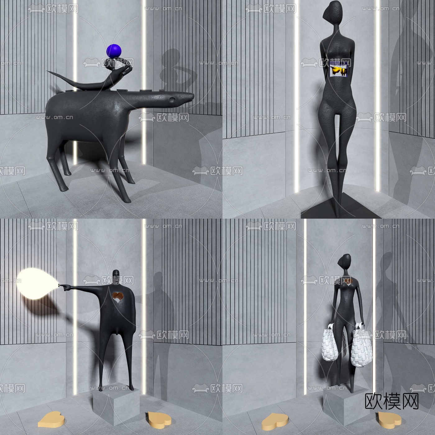 现代人物雕塑3d模型
