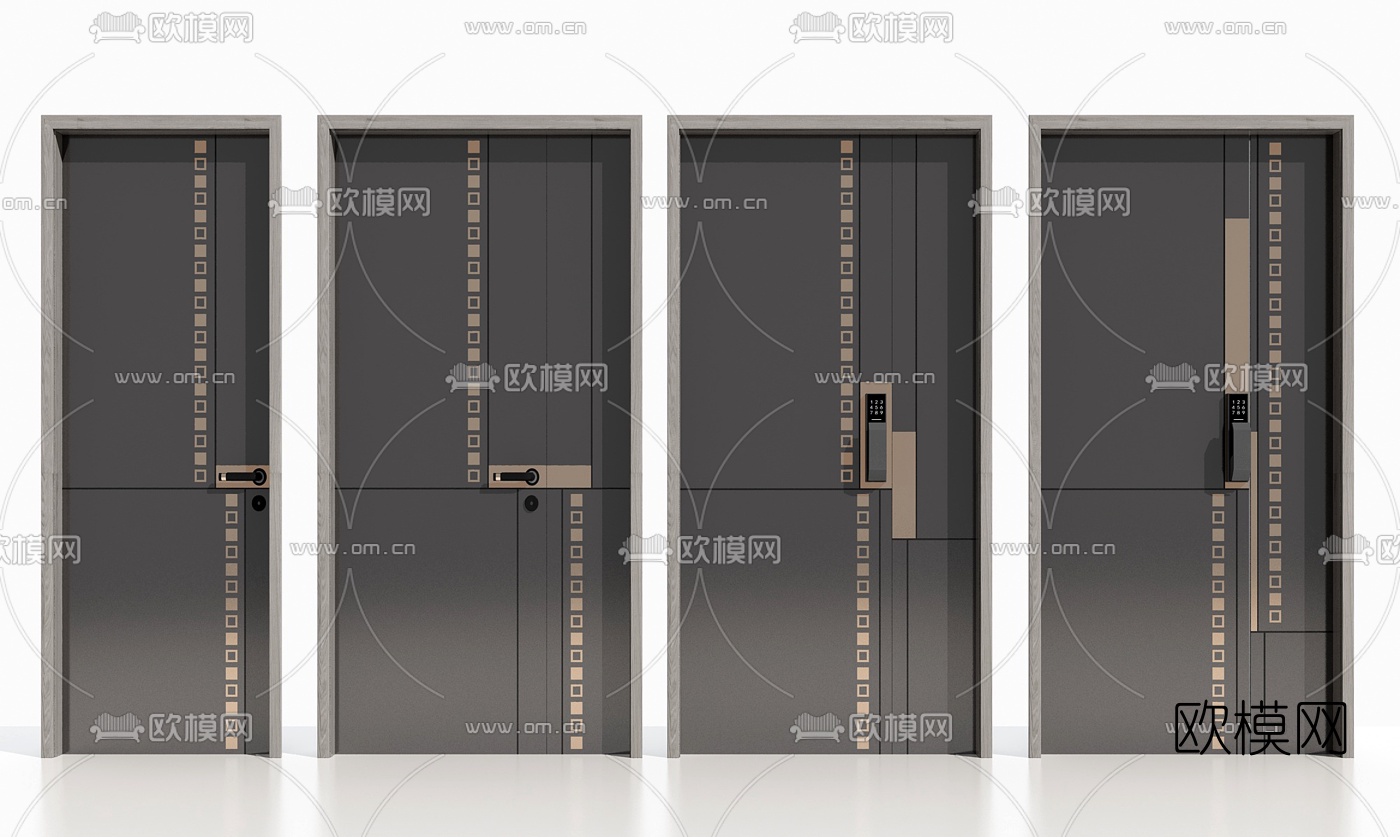 现代密码门入户门3d模型