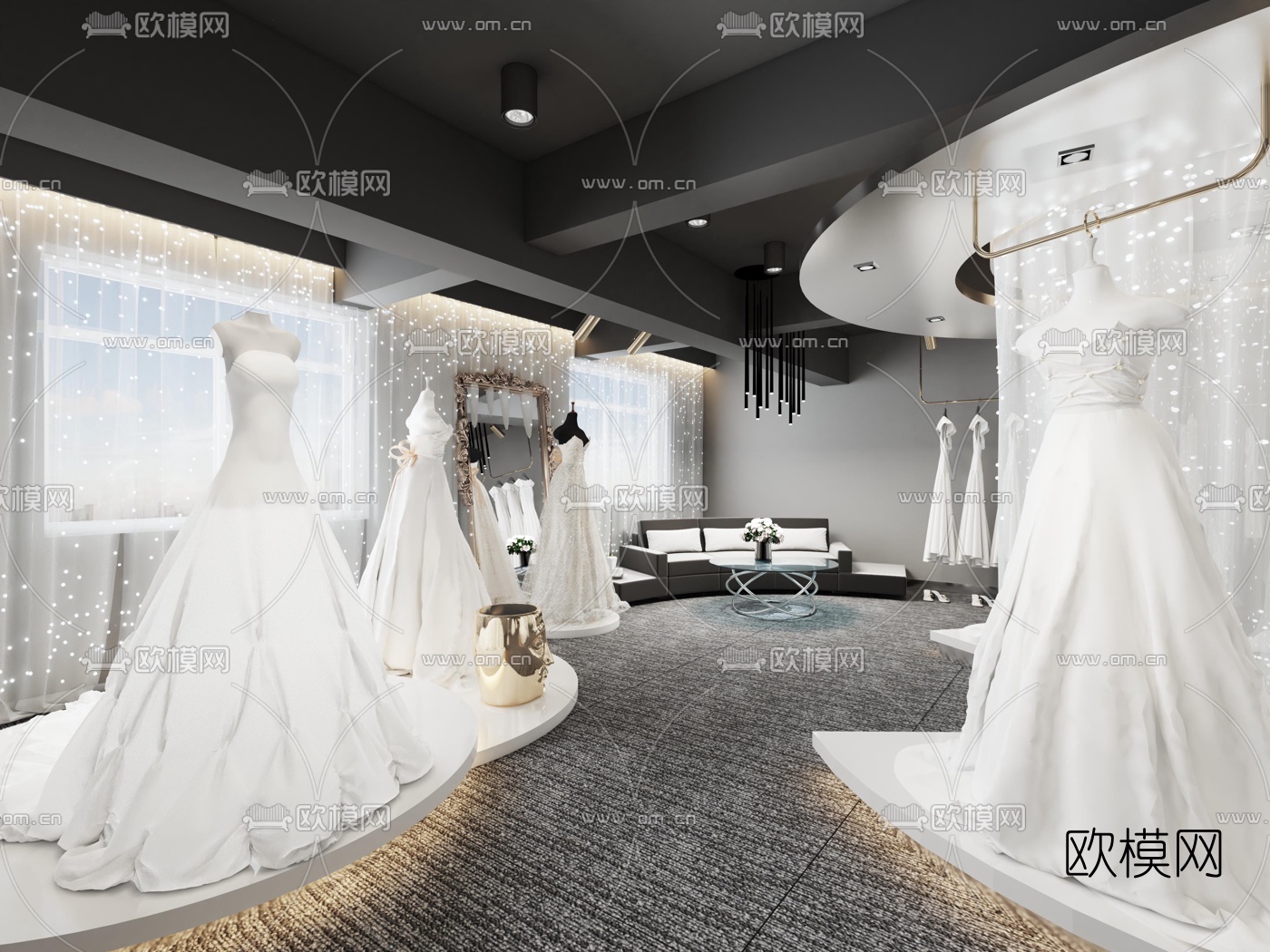 现代轻奢婚礼婚纱店3d模型