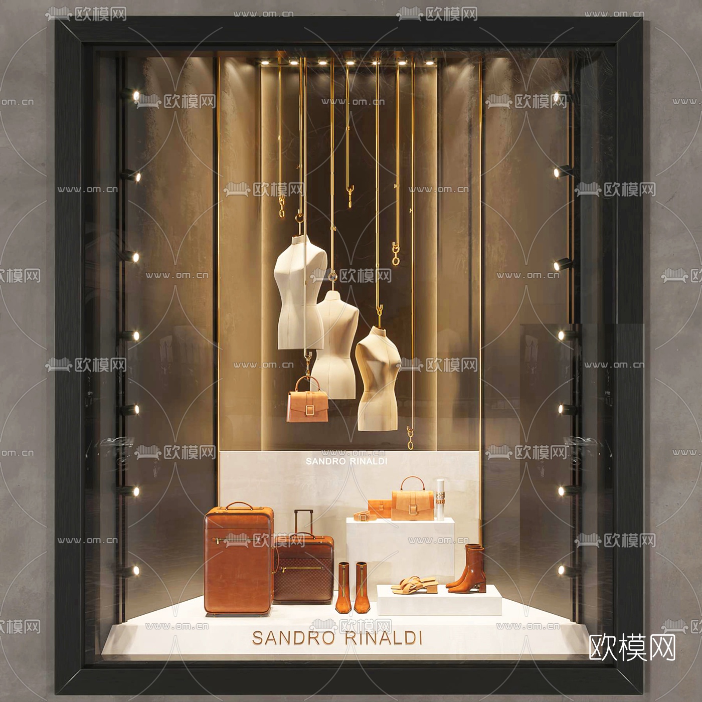 现代服装店橱窗3d模型