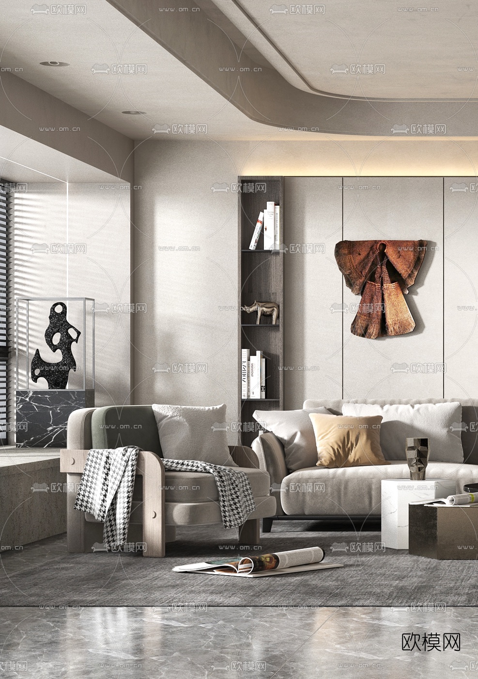 现代布艺沙发组合3d模型