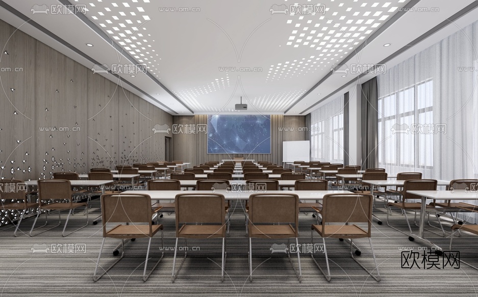 现代多功能会议室su模型下载_ID16175035_sketchup模型下载-欧模网