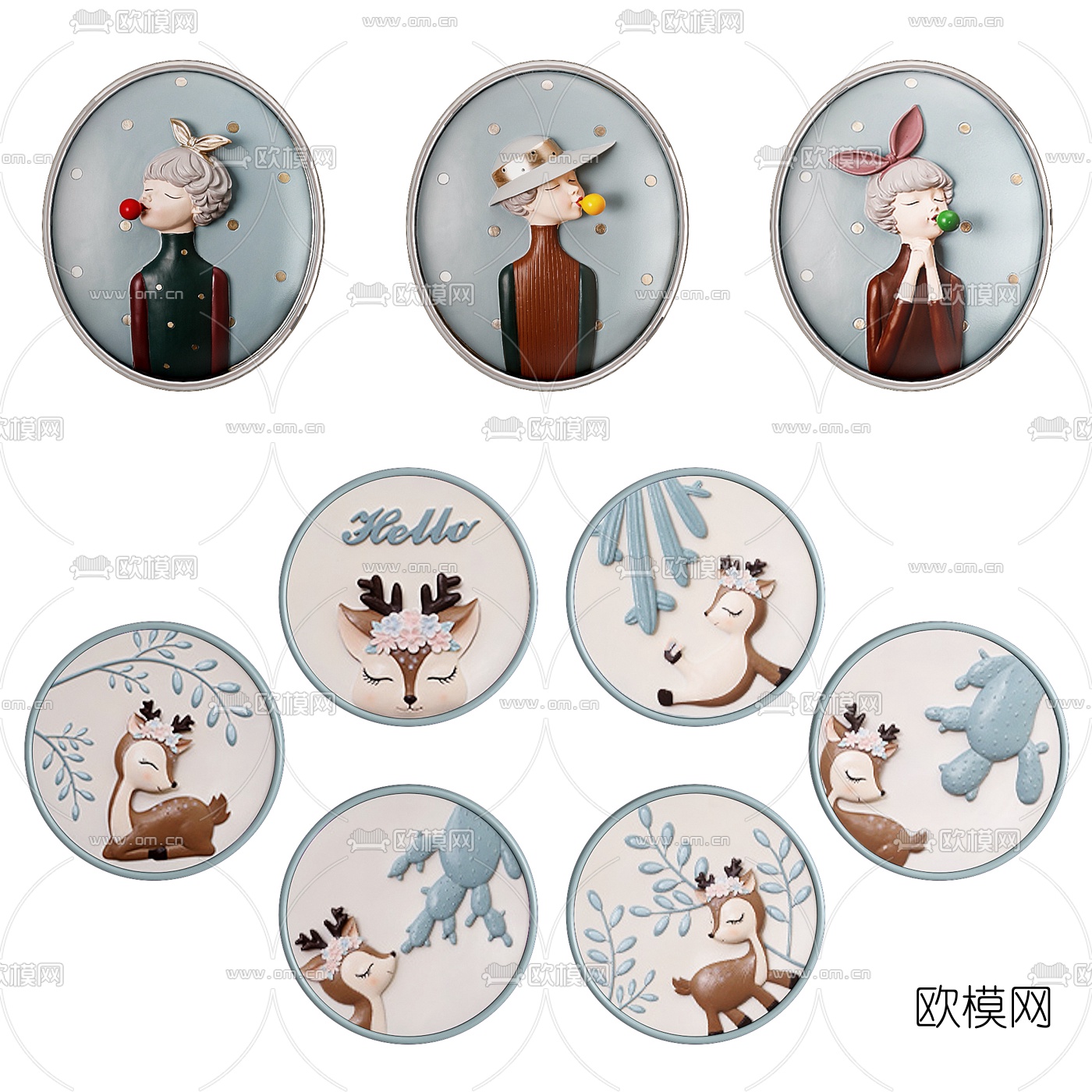 北欧儿童卡通装饰画3d模型