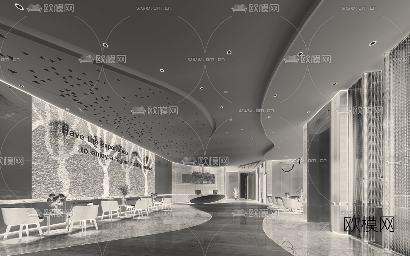 现代酒店大厅3d模型下载（渲染图3）