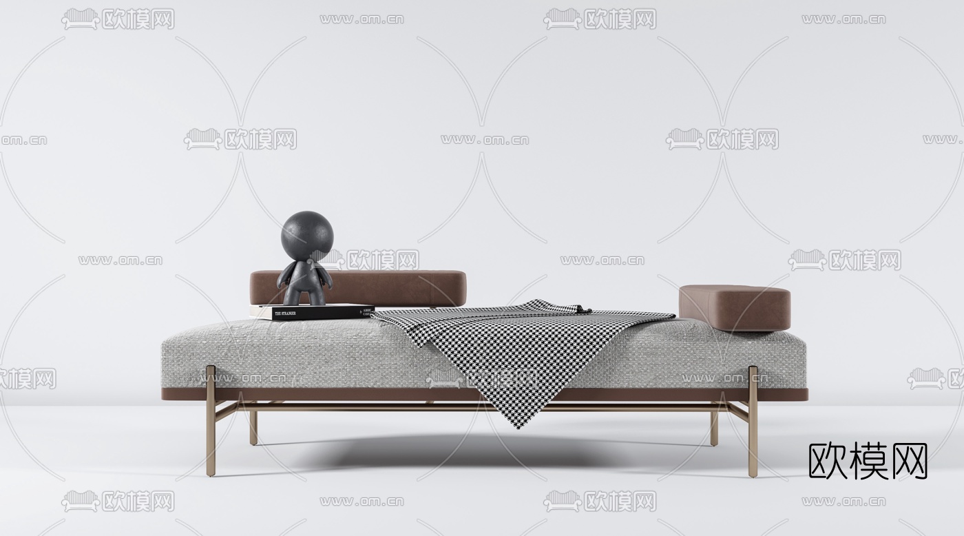 现代布艺贵妃椅3d模型下载（渲染图2）