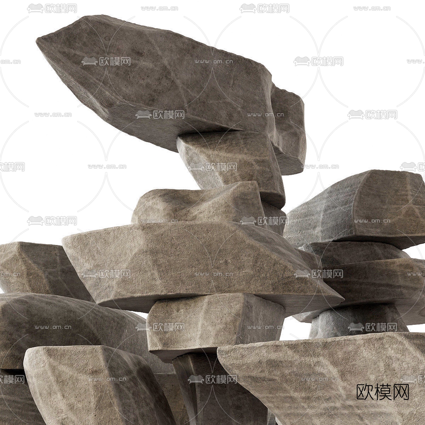 现代石头石块小品3d模型
