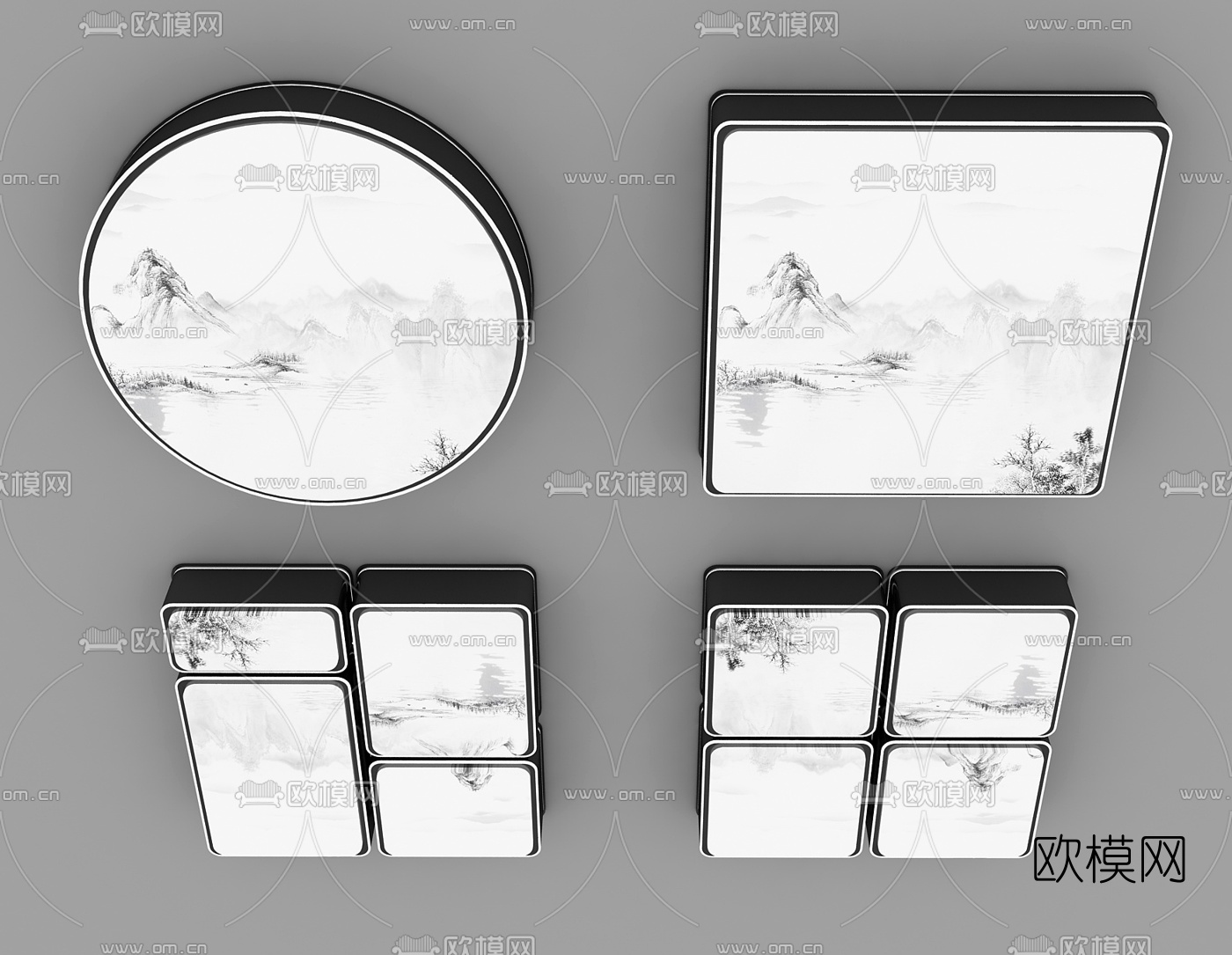 新中式吸顶灯3d模型