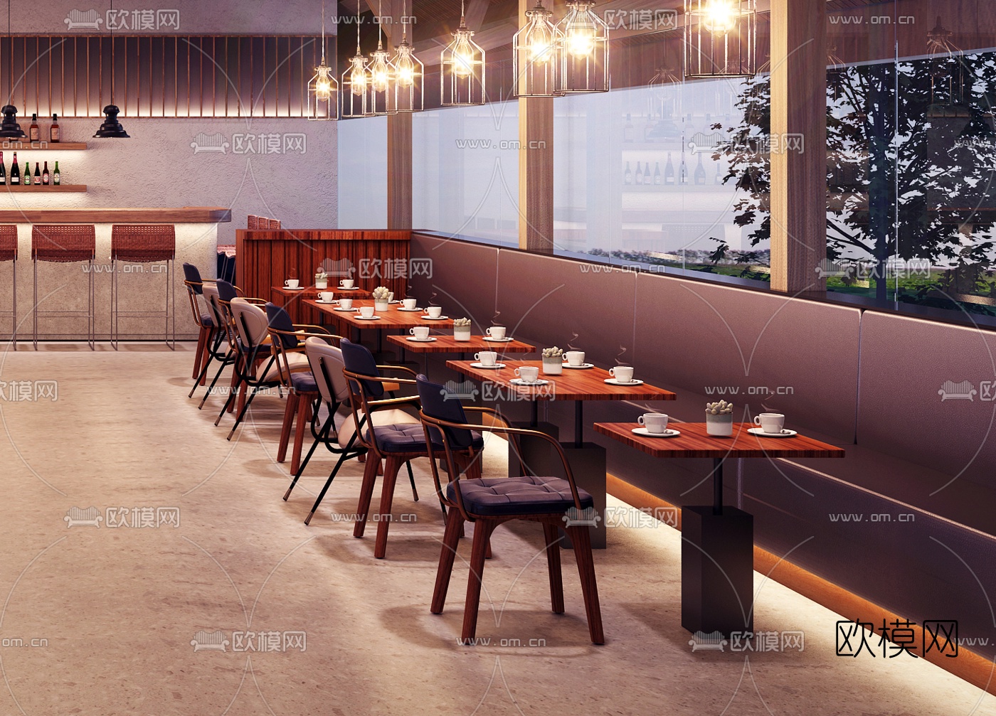 现代音乐餐吧3d模型下载（渲染图3）