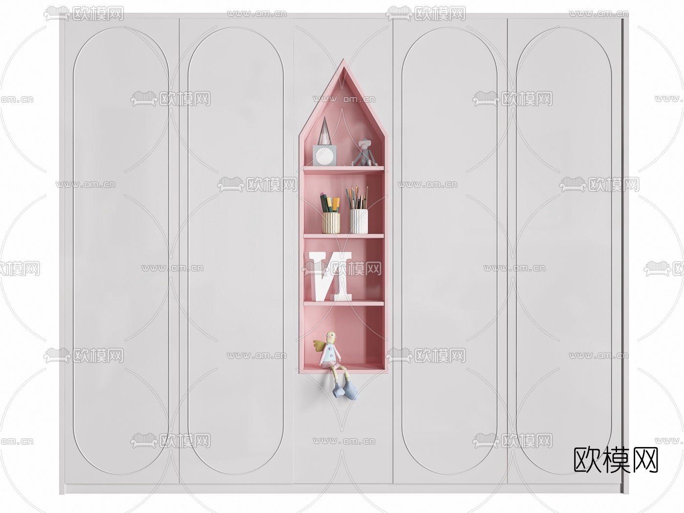 北欧儿童衣柜3d模型下载（渲染图2）