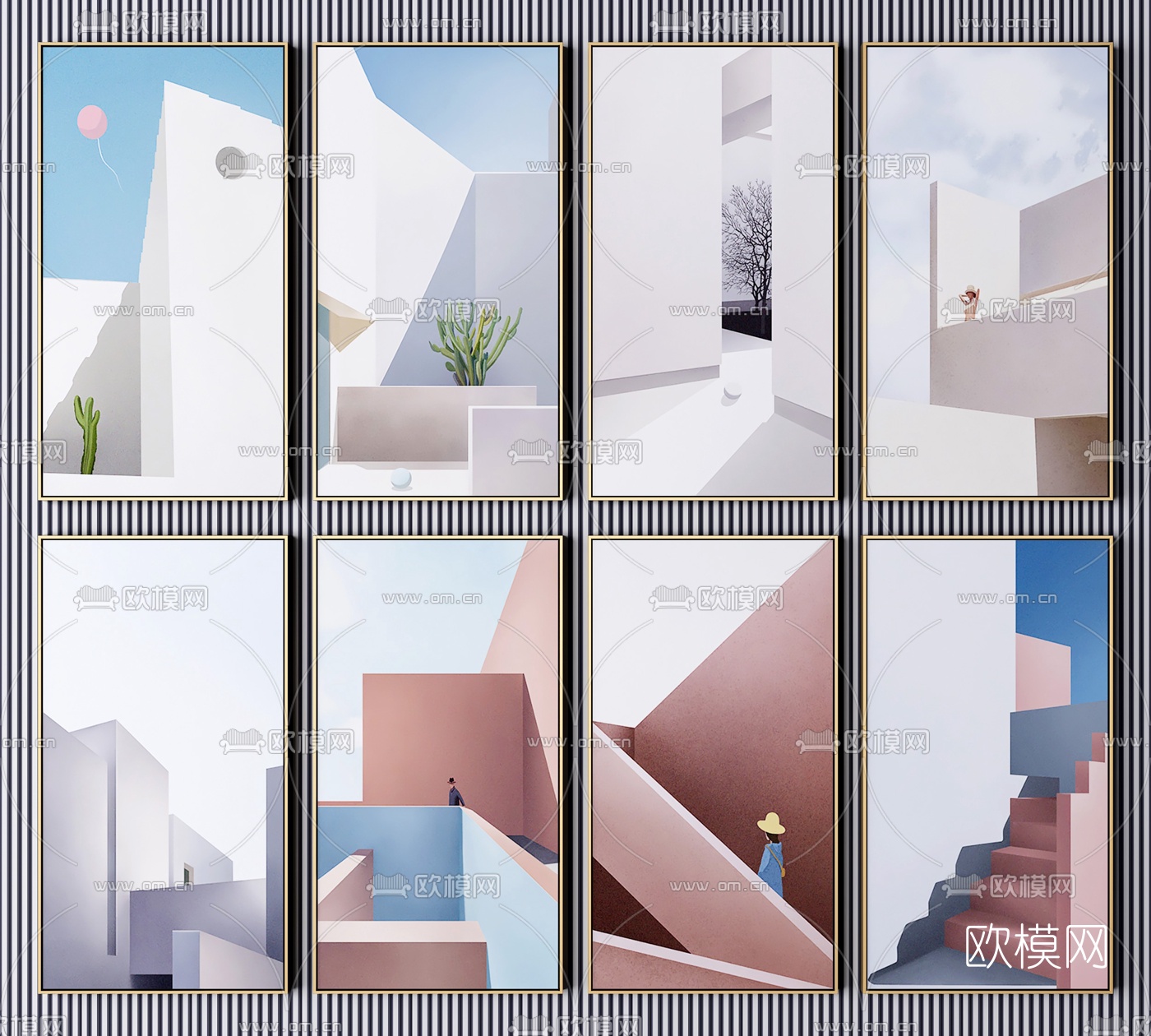 北欧建筑装饰画3d模型