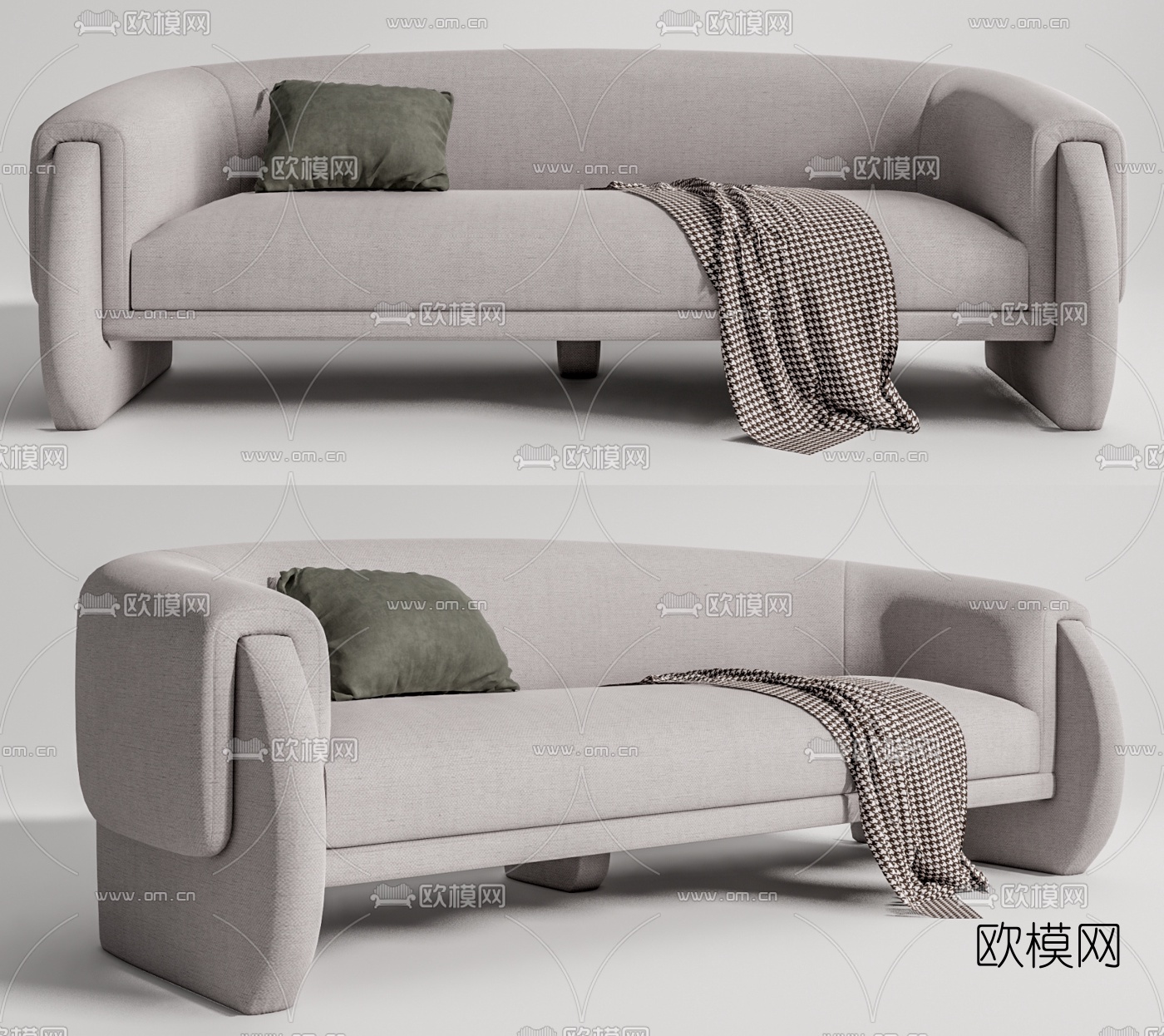 现代布艺双人沙发su模型