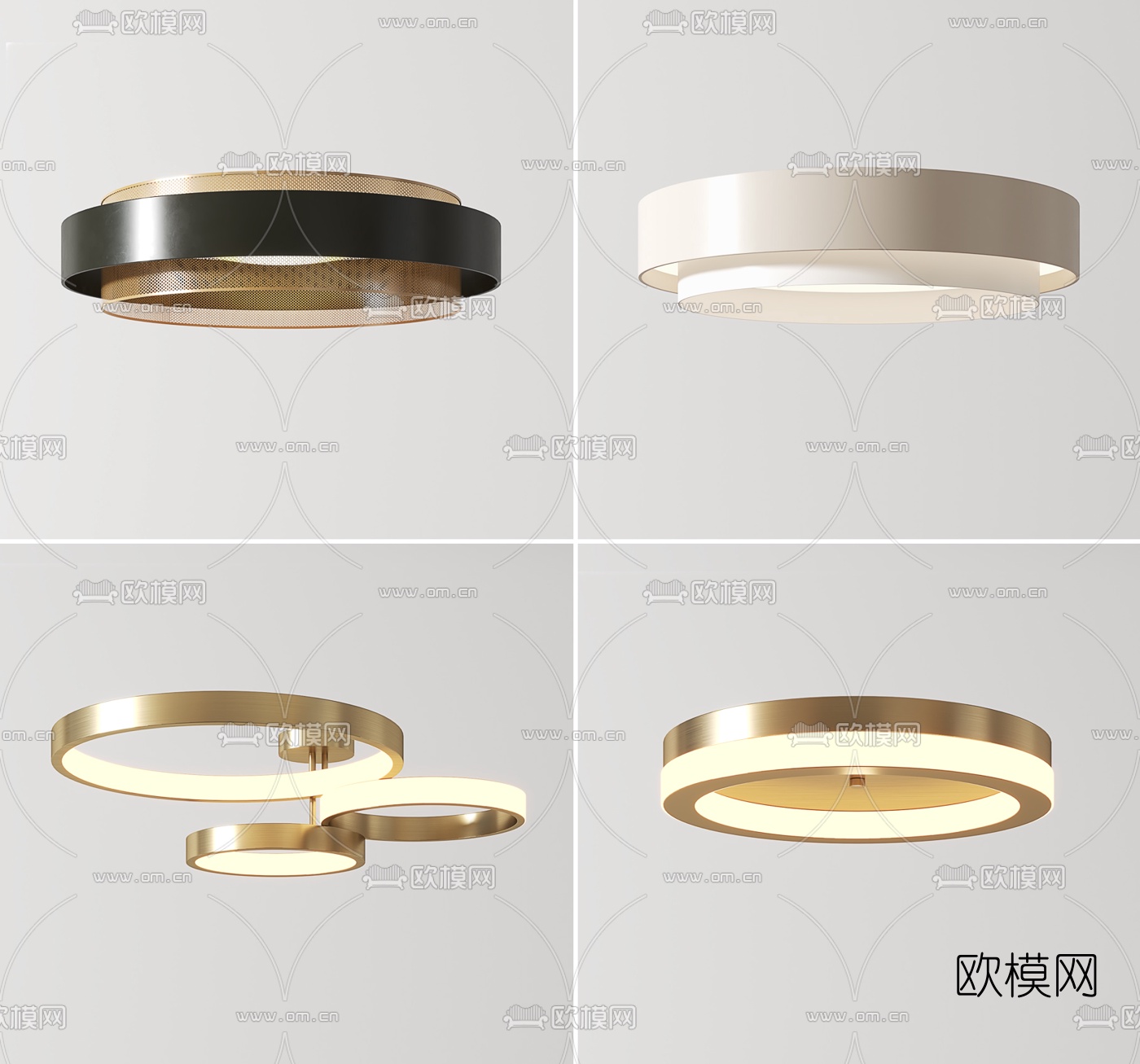 现代轻奢圆环吸顶灯3d模型