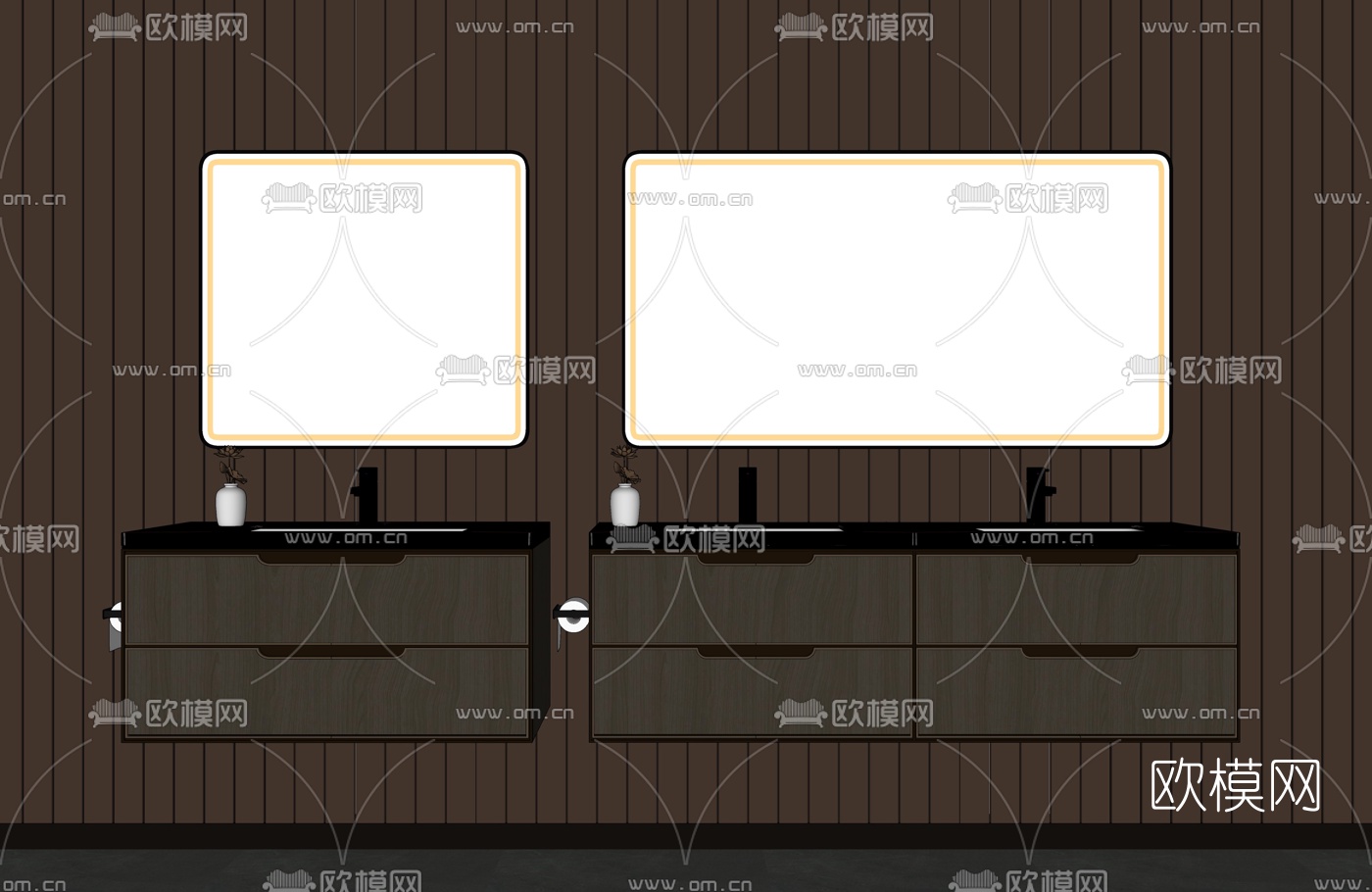 新中式洗手台su模型下载（渲染图1）