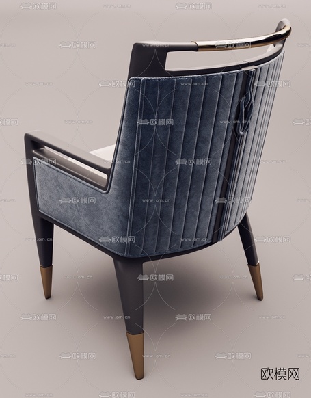 新中式布艺单椅3d模型下载(渲染图2)