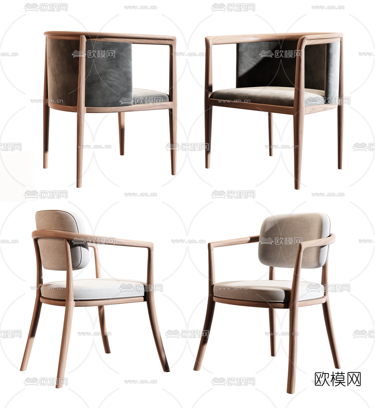 新中式实木单椅su模型下载