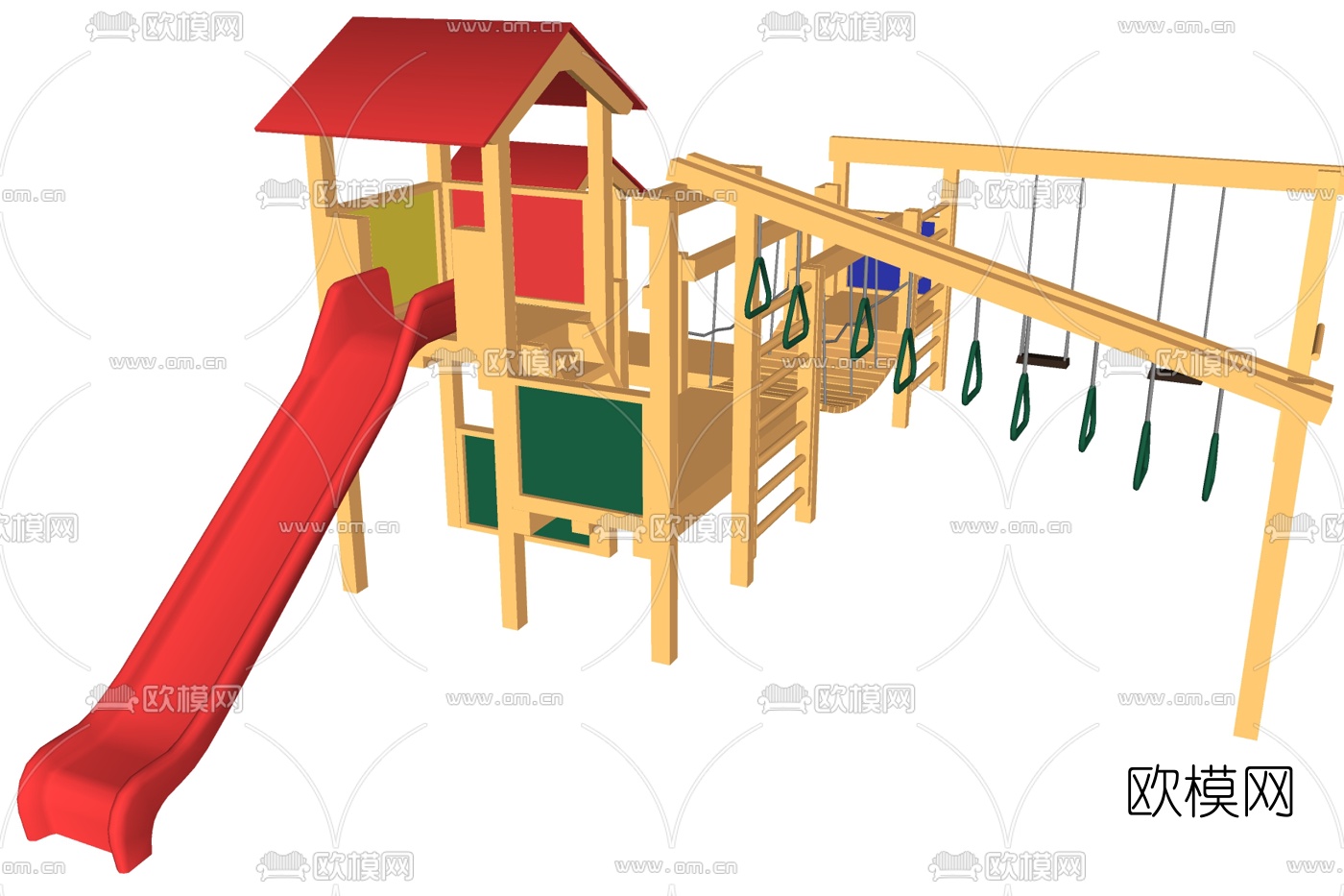 现代儿童滑梯su模型下载