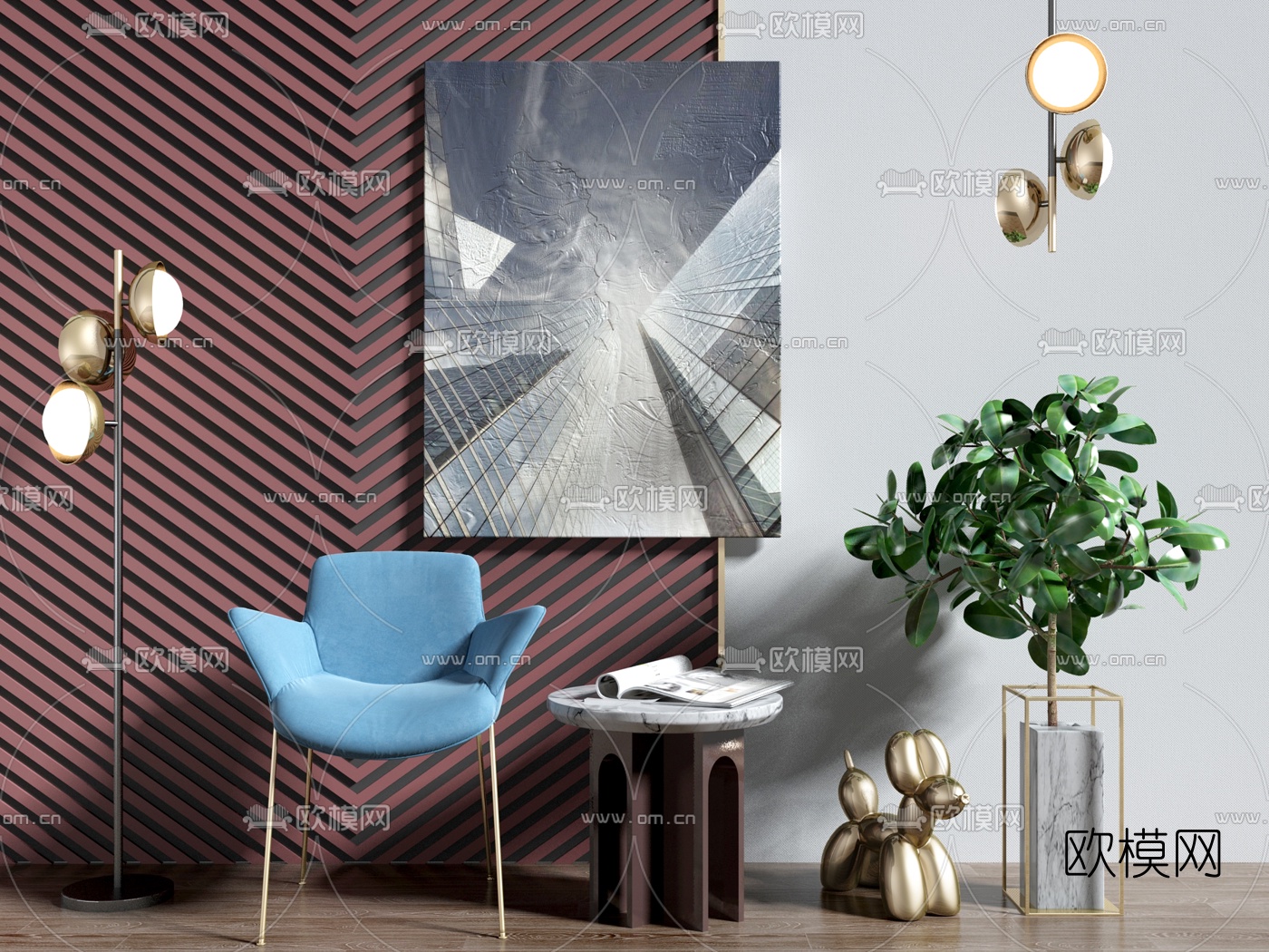 现代休闲桌椅3d模型下载