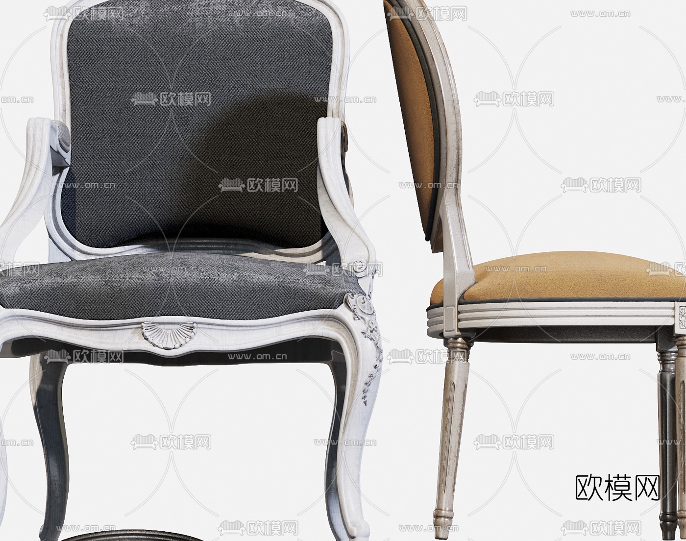简欧布艺休闲椅3d模型
