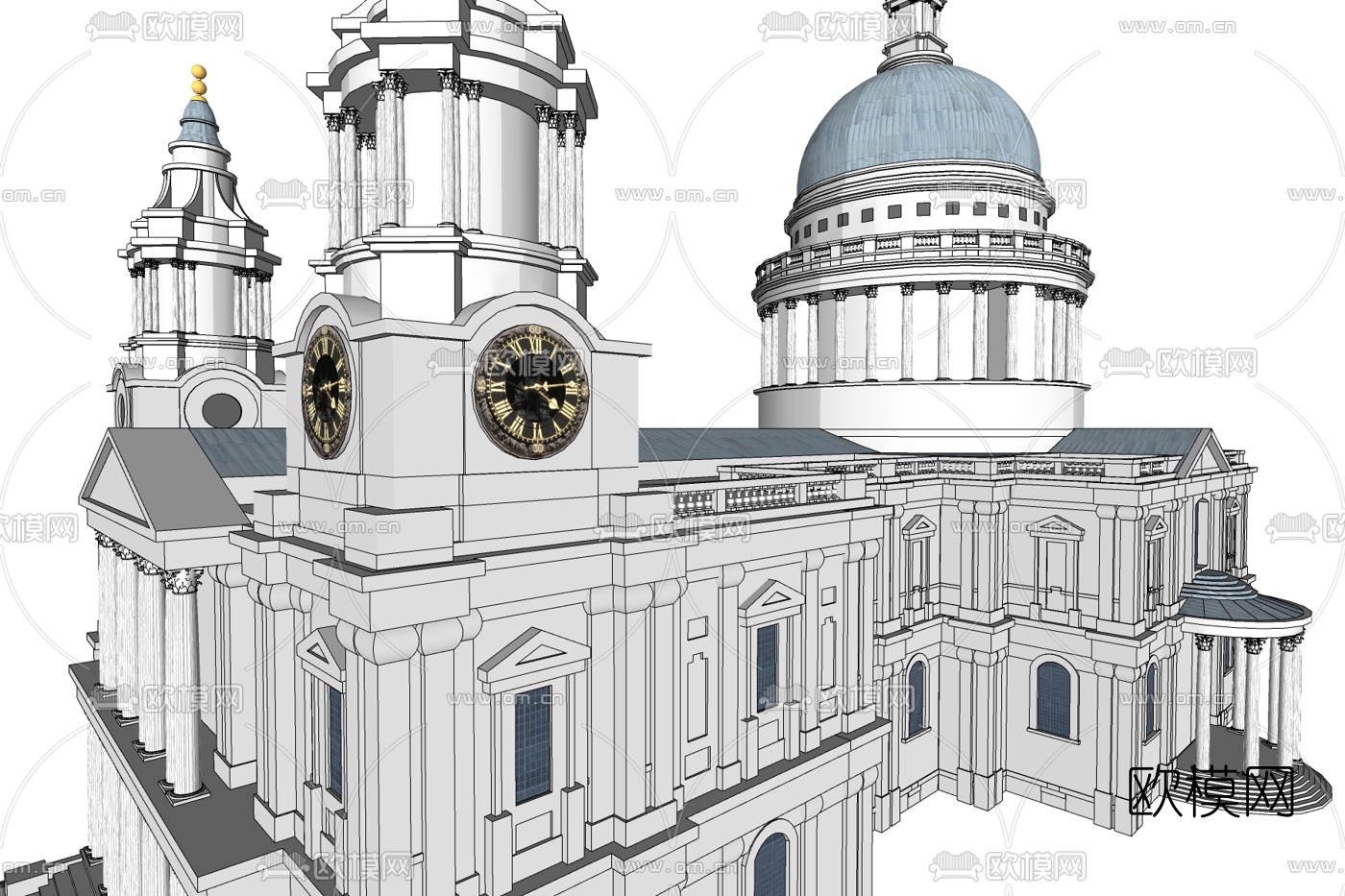 欧式独栋别墅免费su模型下载