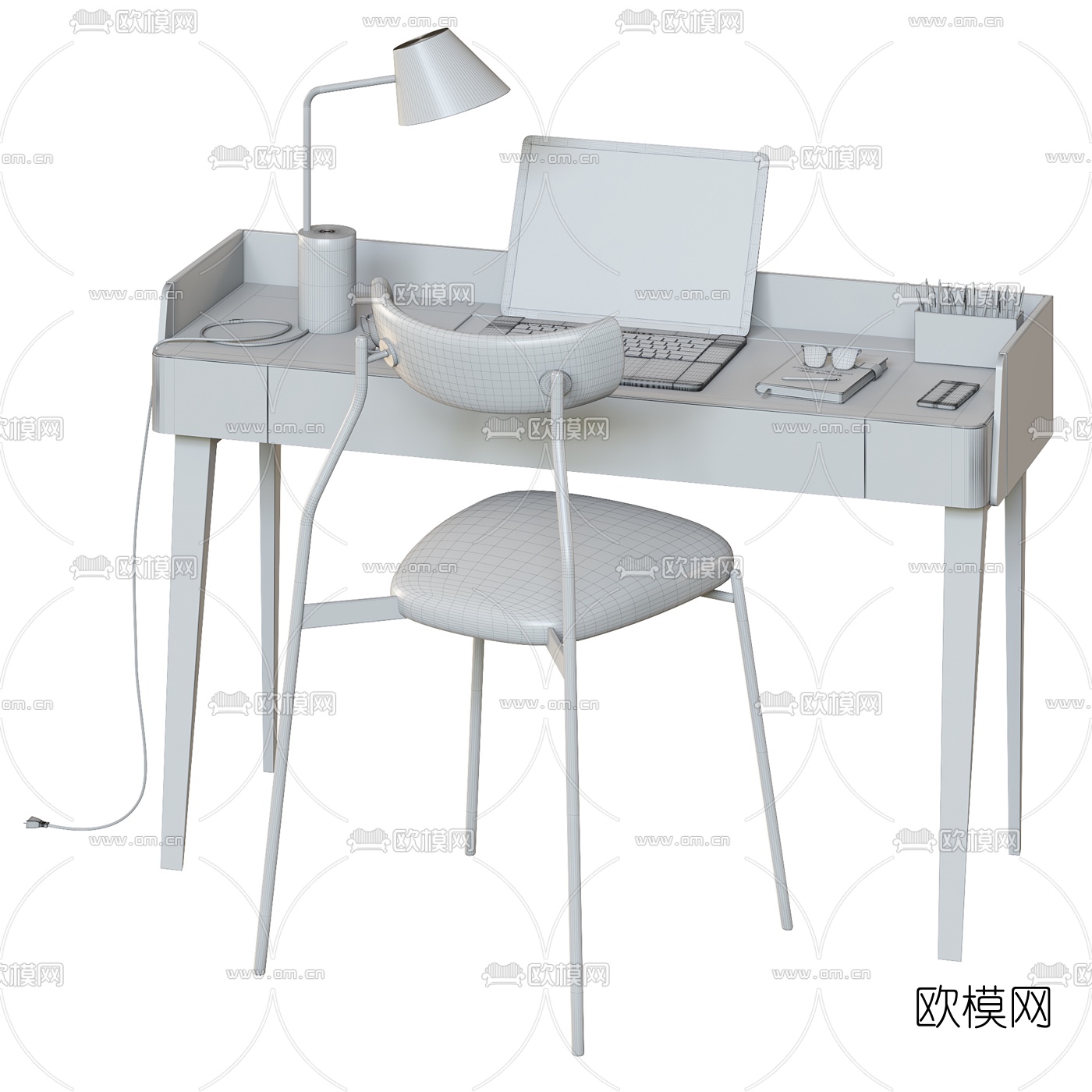 现代书桌椅电脑桌3d模型