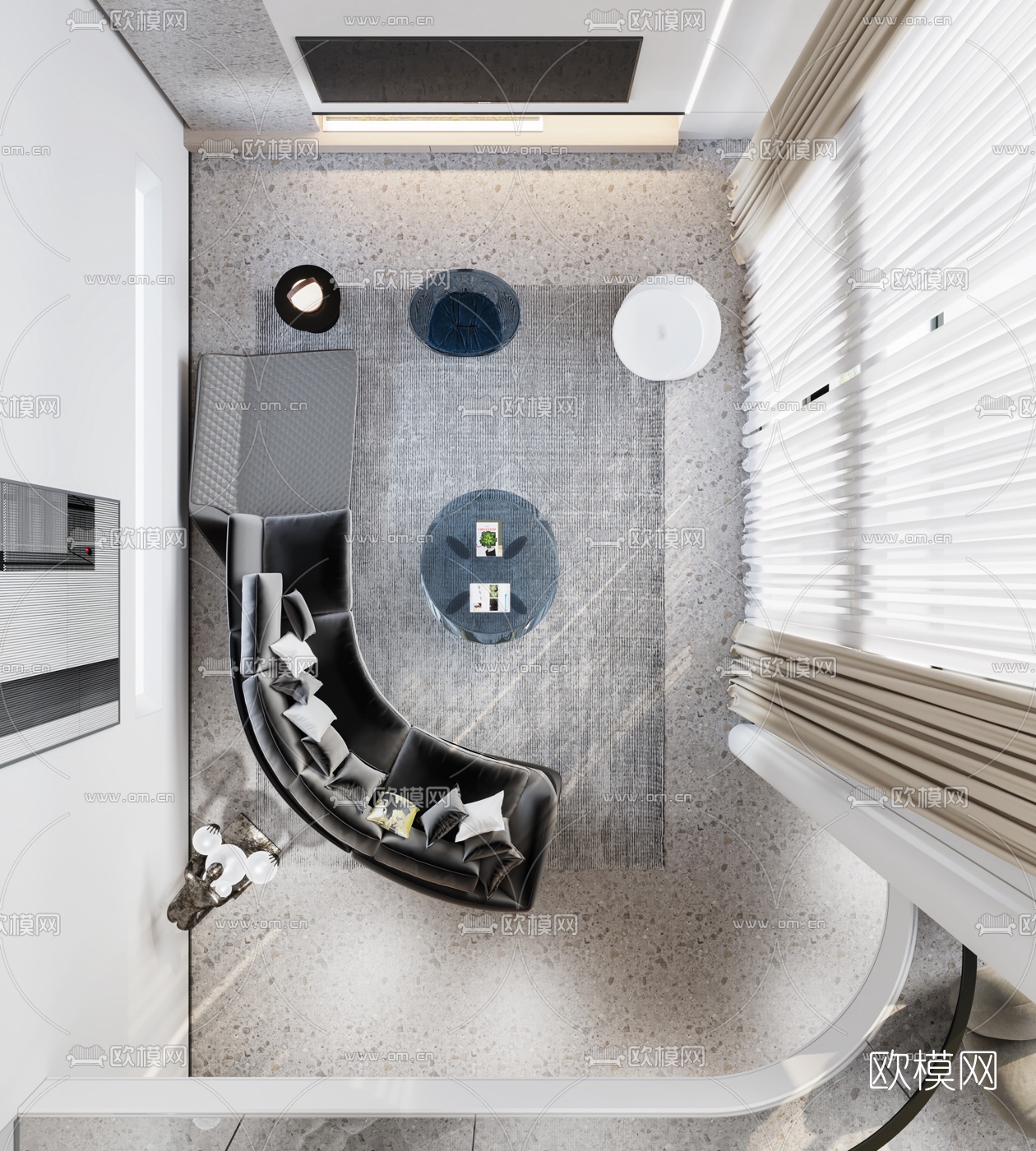 现代别墅客厅餐厅3d模型下载（渲染图5）