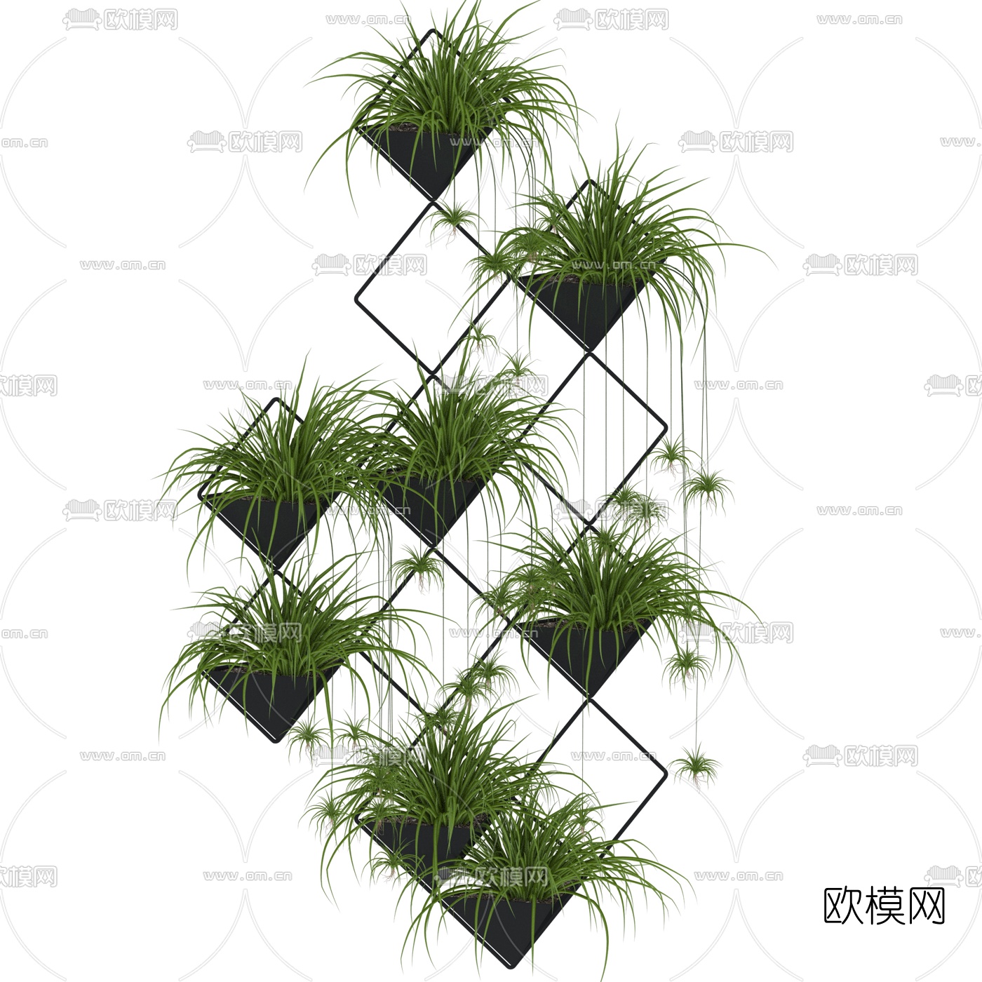 现代绿植植物墙su模型下载