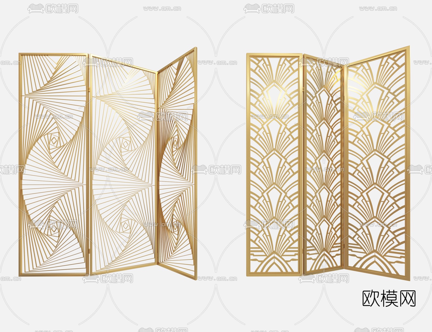 现代金属折叠隔断屏风3d模型下载