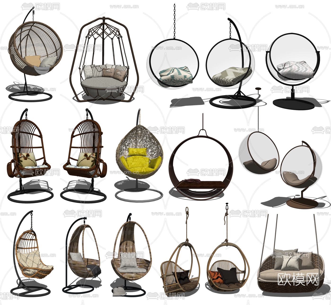 现代藤编吊椅su模型下载（渲染图2）