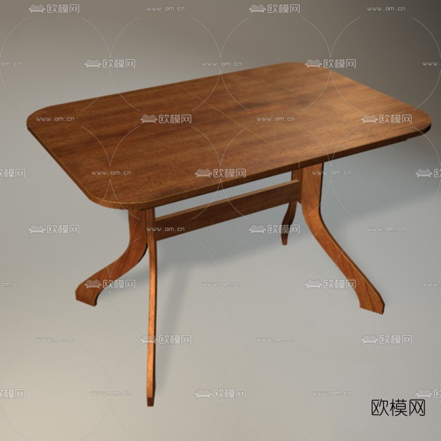 北欧实木餐桌免费3d模型下载