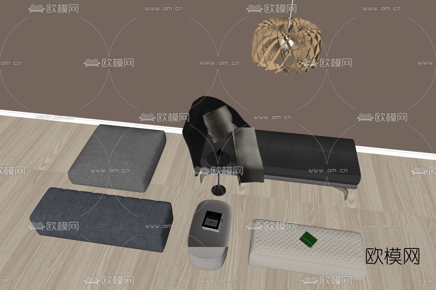 现代布艺贵妃椅su模型下载