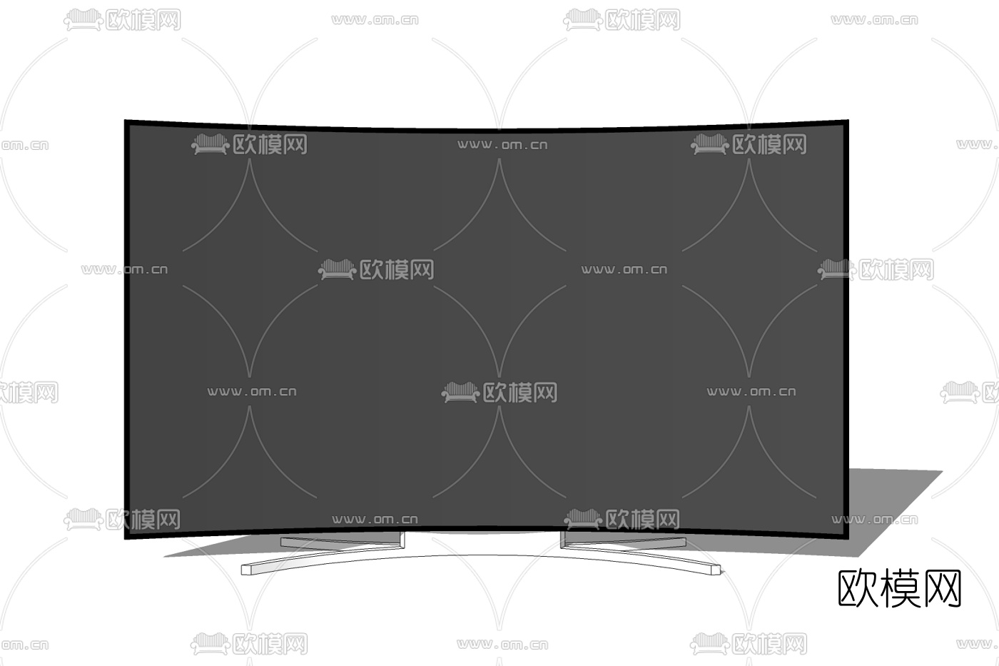 现代弧形显示器免费su模型下载