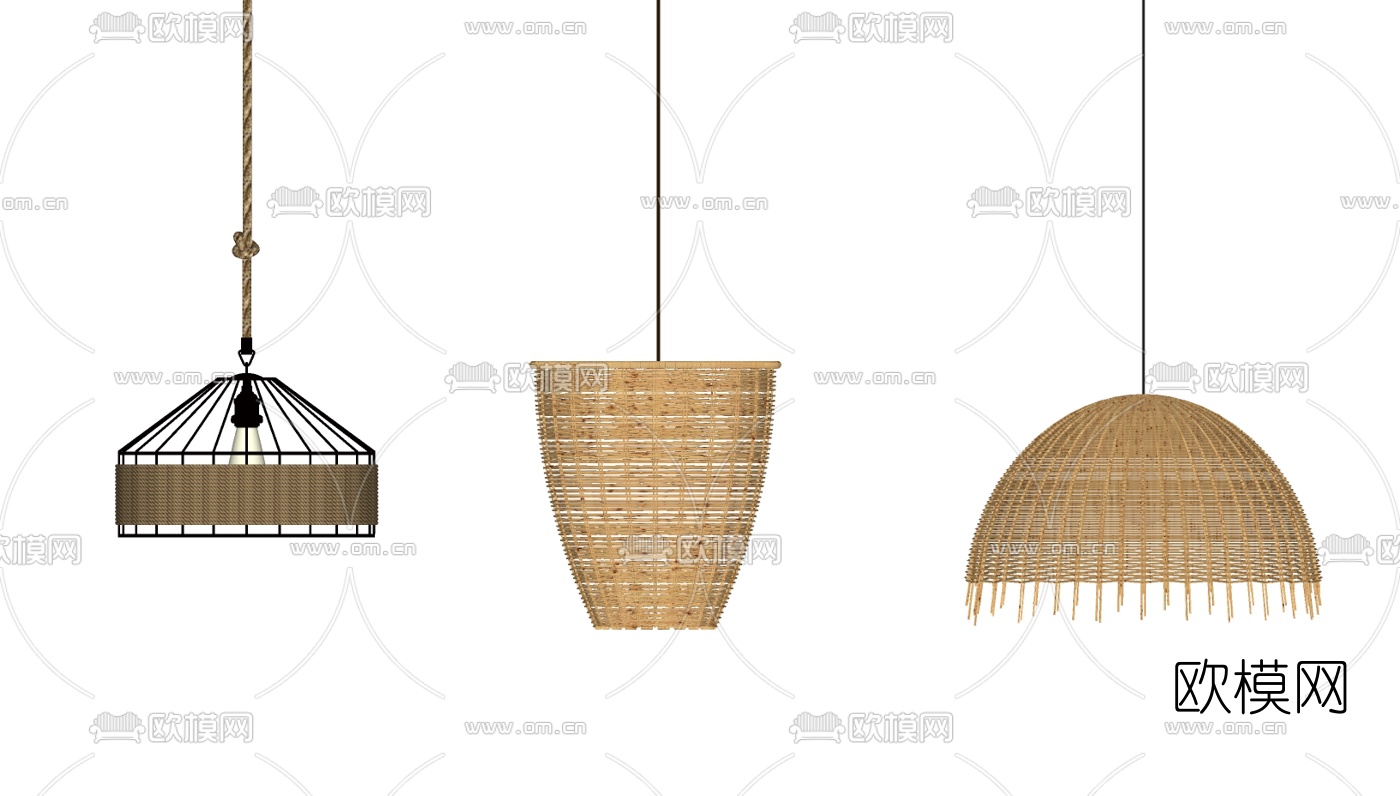 东南亚藤编吊灯su模型下载