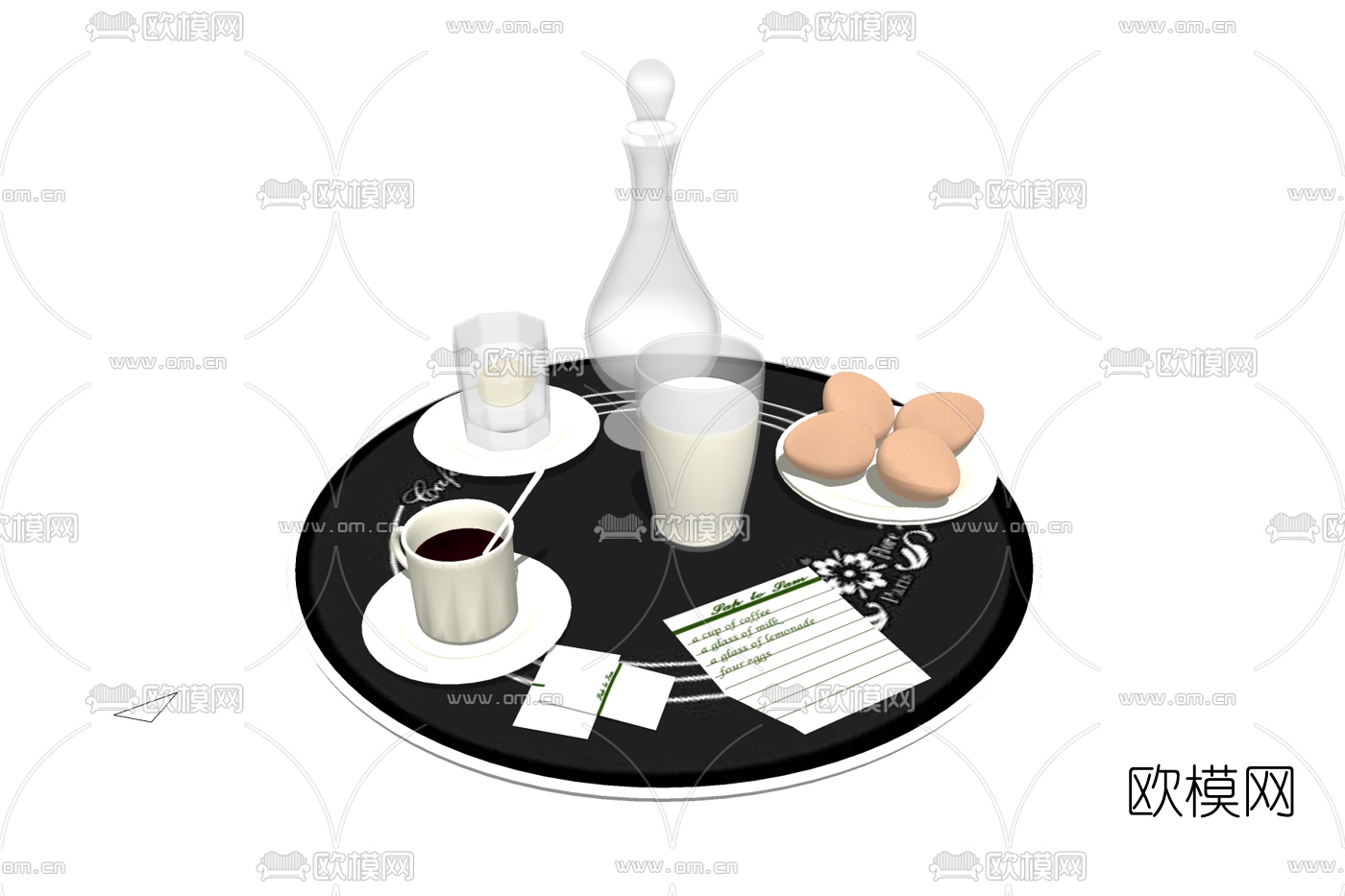 现代鸡蛋咖啡牛奶免费su模型下载