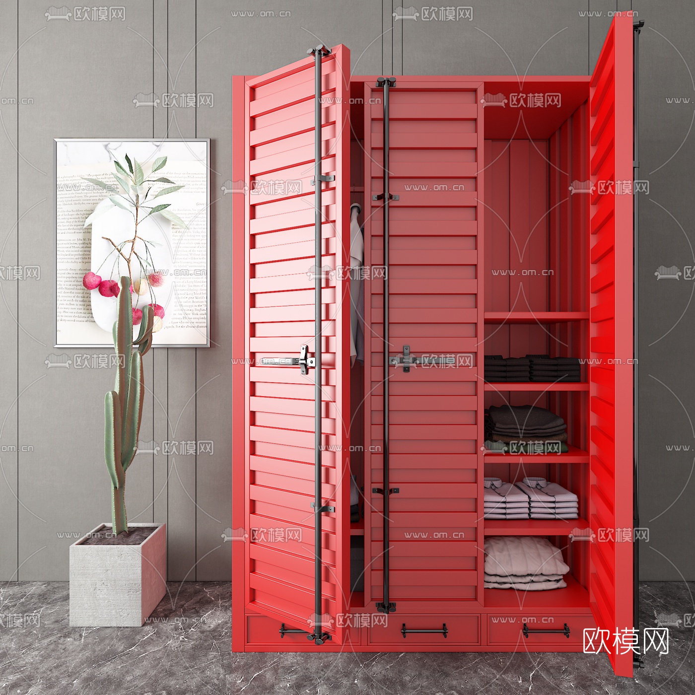 工业风集装箱衣柜3d模型下载