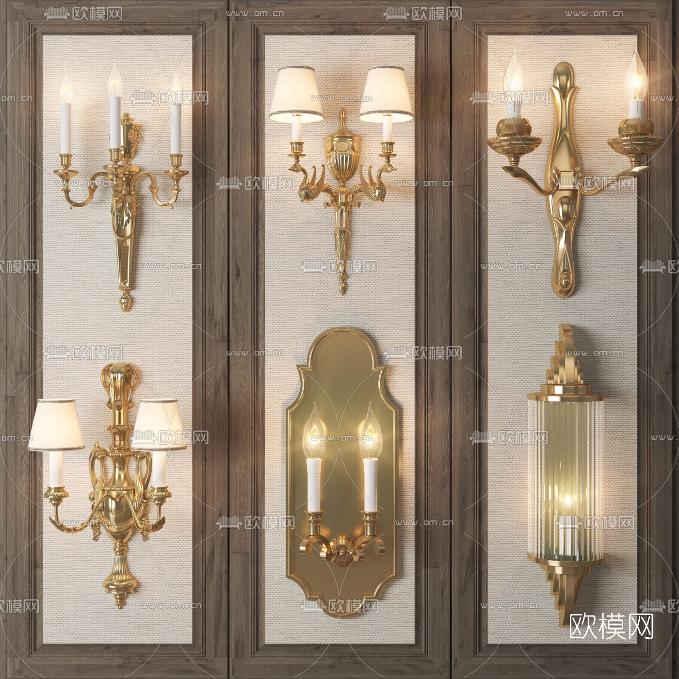 欧式古典金属壁灯3d模型下载