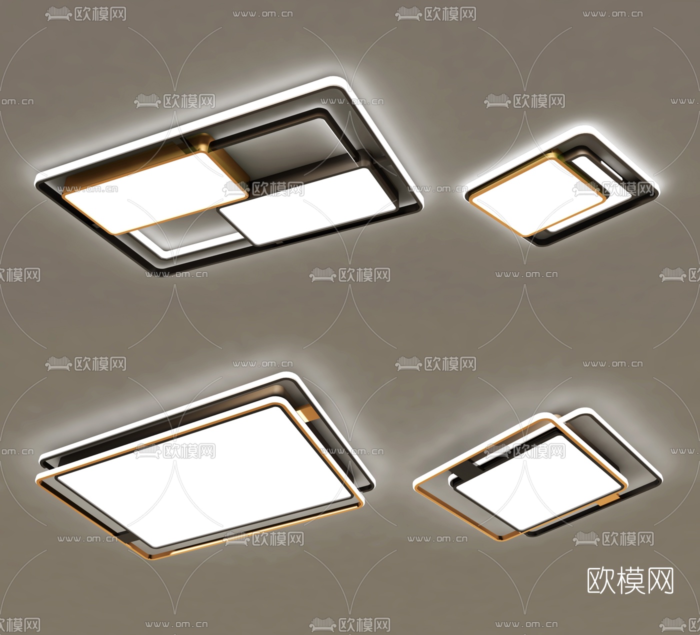 现代方形吸顶灯3d模型下载