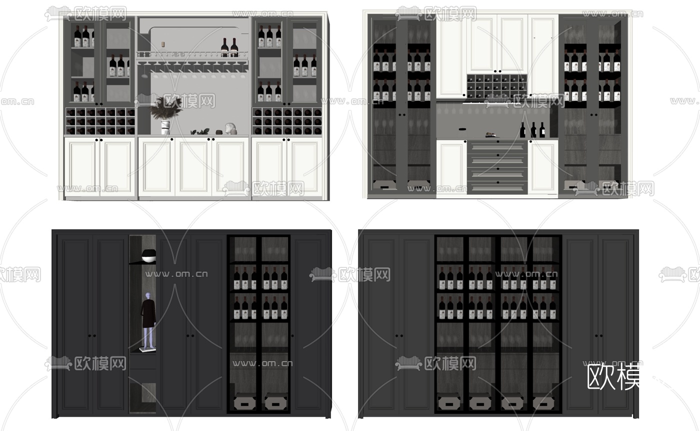 美式酒柜su模型下载（渲染图2）