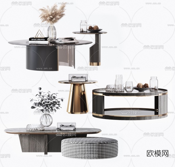 现代轻奢茶几3d模型下载