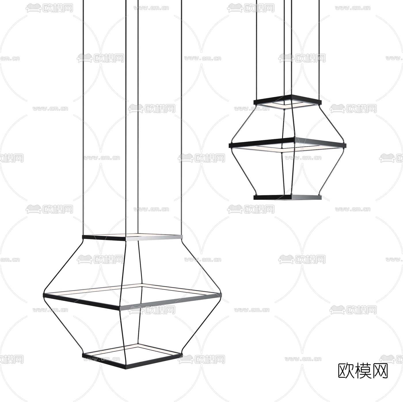 工业风轻奢几何吊灯3d模型下载