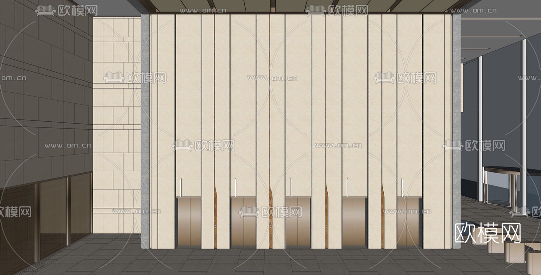 现代办公大堂su模型下载（渲染图5）