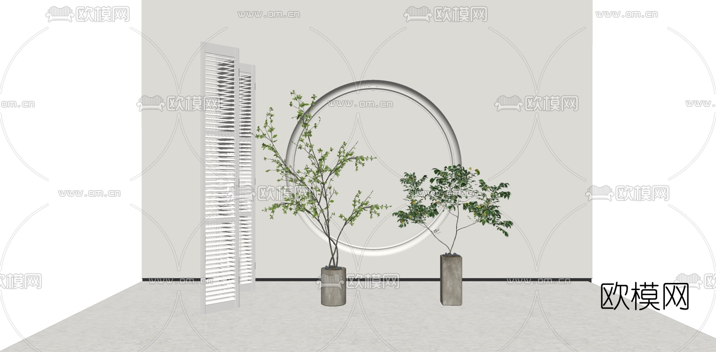 现代绿植盆栽su模型下载