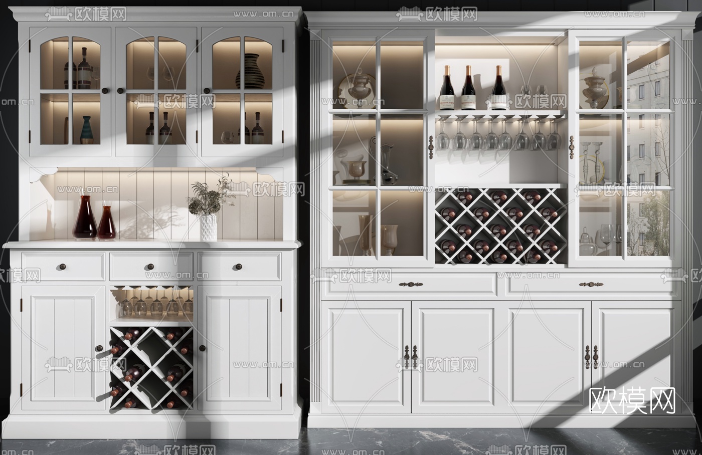 简欧轻奢酒柜3d模型下载
