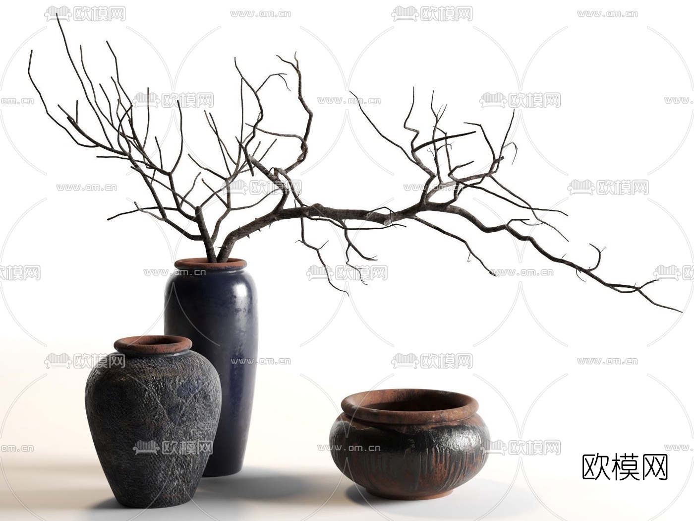 中式陶瓷花瓶3d模型