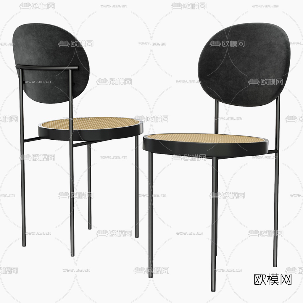 工业风金属藤编吧台椅3d模型