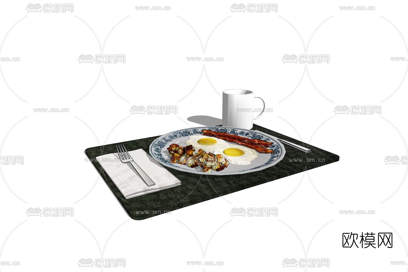 现代餐盘餐具免费su模型下载
