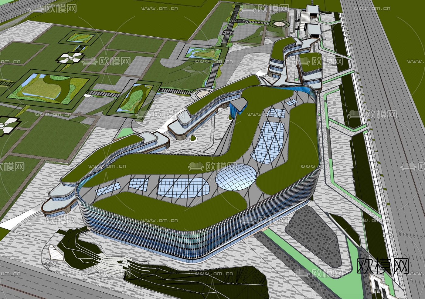 现代商场建筑su模型下载（渲染图4）