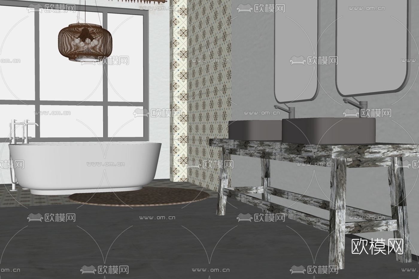 现代浴室卫生间su模型下载