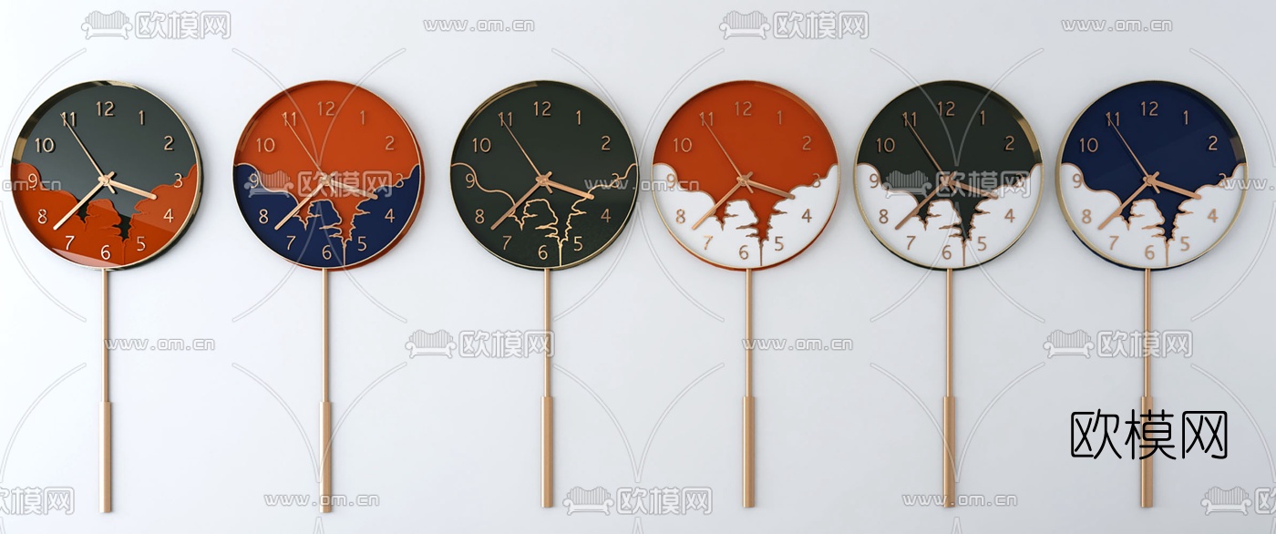 现代金属挂钟3d模型下载