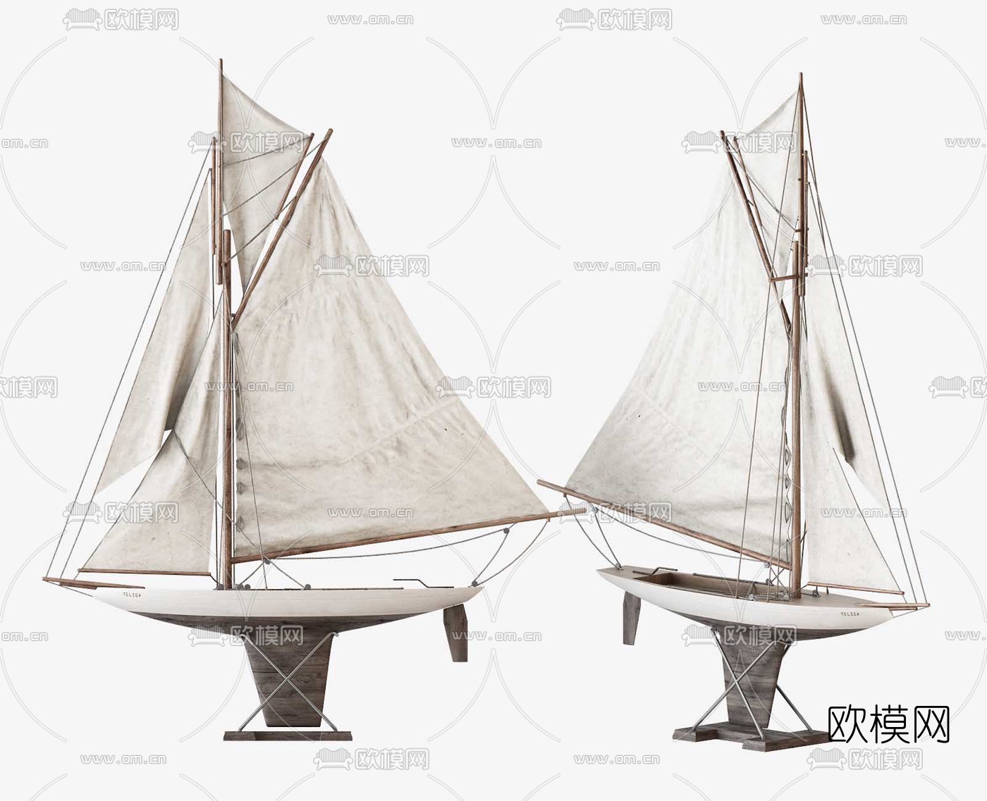 现代帆船摆件3d模型