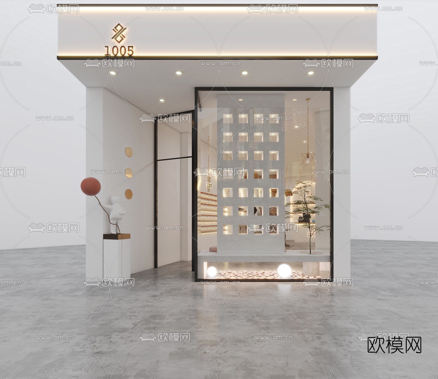 现代首饰饰品店3d模型下载（渲染图1）